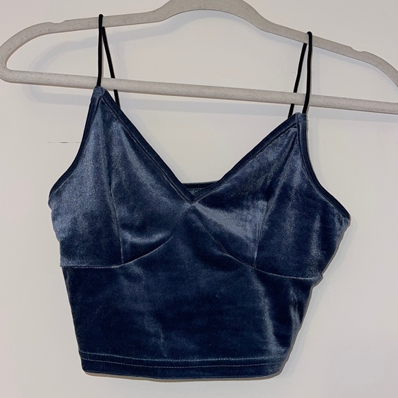 Blue Velvet Cropped Tank - Picture 2 of 4